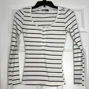 SHEIN black and white striped long sleeve shirt, size small